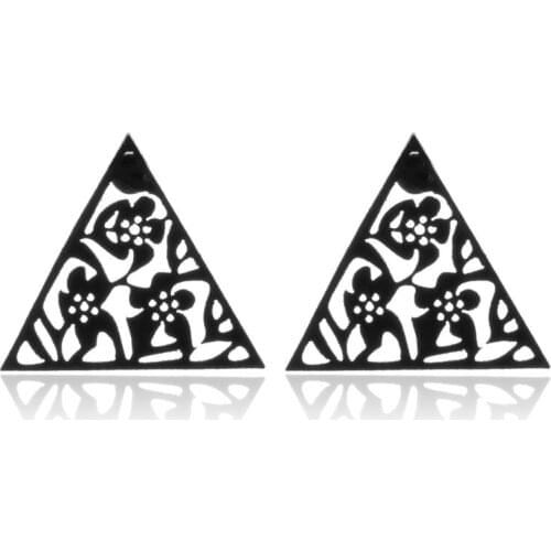 SMJEL Stainless Steel Triangle Flower Earrings for Women Kids Design Earrings Triangle Black Fashion Jewelry Brincos