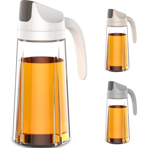 630ml Automatic Opening And Closing Glass Oil Jar With Non-slip Handle Leak-proof Jar For Herb Spice Gadget Tools Kitchen
