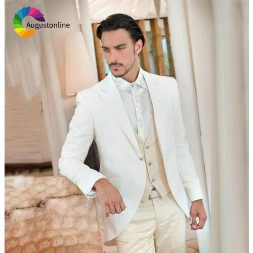 Tailcoat Men Wedding Suits Groom Wear Peaked Lapel 3 Pieces (Jacket+Pants+Vest) Bridegroom Suits Best Man Costume Homme Blazer