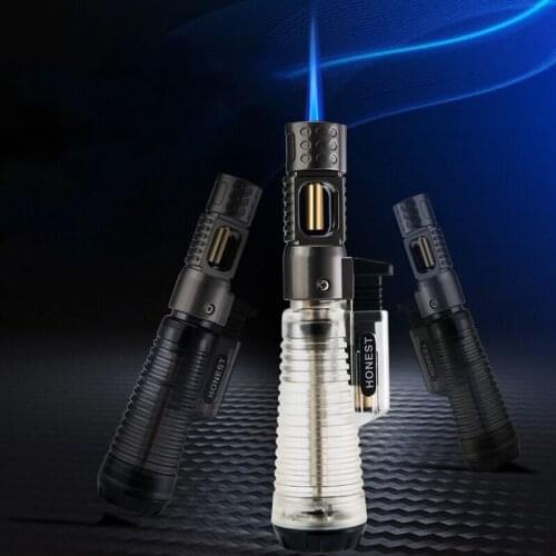 Cigar Tube Tobacco Pipes Kitchen Outdoor Lighter Jet Torch Windproof Turbo High Capacity Visible Gas Lighters Man Gadgets