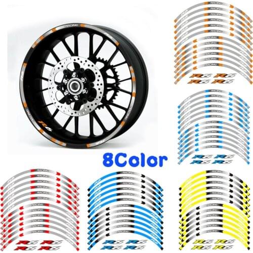 High quality 8 color for YAMAHA ZYF R6 motorcycle 17 inch wheel decals Reflective stickers rim stripes ZYF R6 motorbike ZYF R6