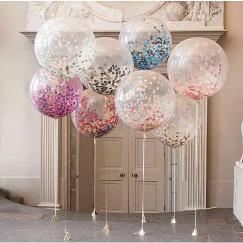 Ynaayu 1pcs Round Latex Balloons Colorful Paper Scrap Balloon 12inch Balloon With Confetti Transparent Paper Balloon For Wedding