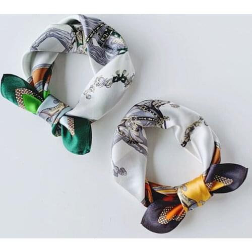 Luna&Dolphin Women Square Scarves 53x53CM 100% Silk Horse Print Bandana Headbands Scarf Kerchief Hijab Decorative Scarf Shawl