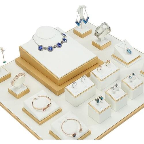 Golden double ring jewelry rack display props sets of Taiwan jade pendant bracelet jewelry storage horizontal portrait