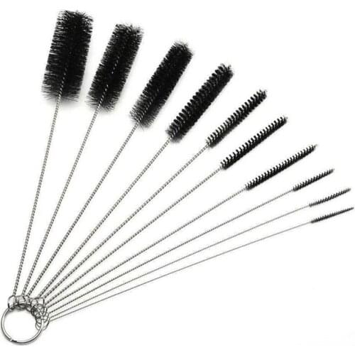 10pcs/Set Nylon Straw Brush Strip Type Cleaner Bottle Tube Pipe Small Long Handle Cleaning Brushes High Quality