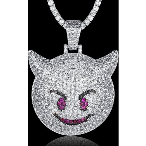 100% Micro Zircon Hip Hop Little Devil Pendant Necklace For Men Jewelry Bling Bling Wholesale Gift Dropshipping
