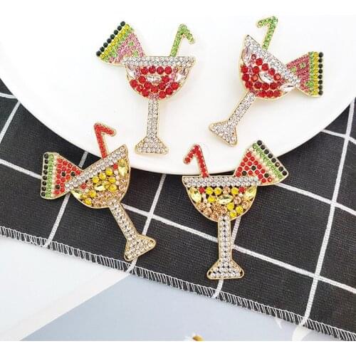 2019 New Women Stud Earrings Full Rhinestone Creative Design Drinking Cup Earrings Unique Ear Jewelry
