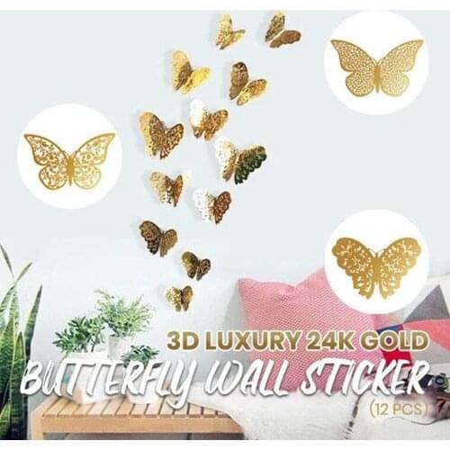 24 Pcs/set 3d Wall Stickers Hollow Butterfly For Kids Rooms Home Wall Decor Diy Fridge Stickers Room Decoration Hot Sale Spring