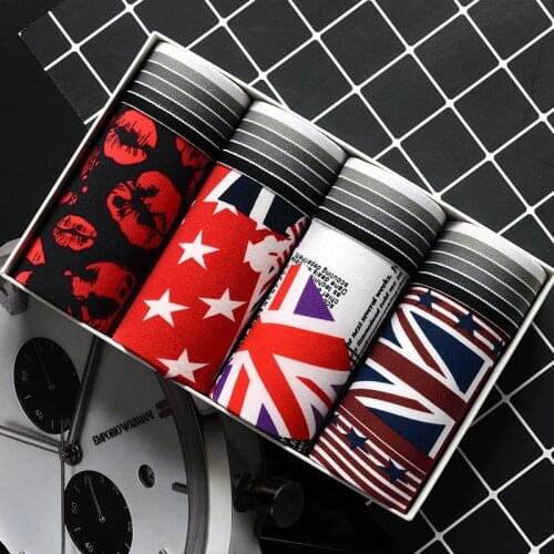 4Pcs/Lot Mens Underwear Mens Cotton Boxer Mens Underwear Mens Underwear Breathable Shorts Mens Plus Size L-2XL