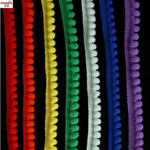 5 Yards Pom Pom Lace Trim Ball 10mm MINI Pearl Pompom Fringe Ribbon Sewing Lace Knitted Fabric Handmade Craft Accessories