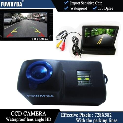 FUWAYDA CCD Chip Car Rear View Camera for Peugeot 206 207 306 307 308 406 407 5008 Partner Tepee+4.3 Inch foldable LCD Monitor