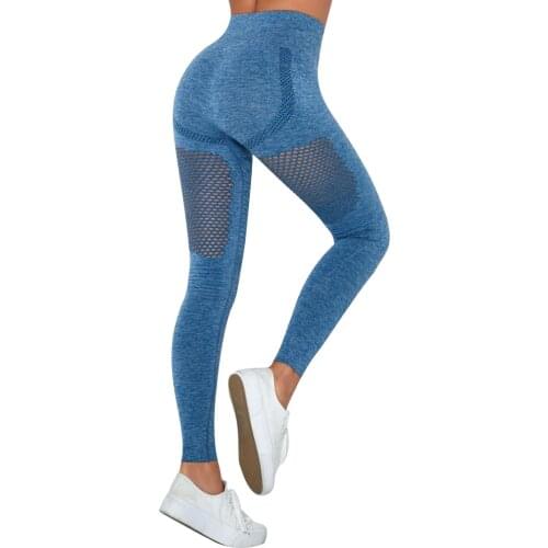 Hollow Out Solid Color Yoga Tights High Waist Womens Sport Seamless Leggings Gym Sexy Breathable Exercise Pants