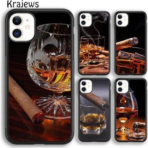 Krajews Cigar Whiskey Ice Drink Phone Case Cover For iPhone 5 SE 6s 7 8 plus X XS XR 11 12 pro max Samsung Galaxy S8 S9 S10 Plus