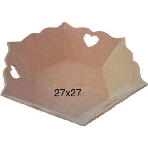 E331 Small Heart Fruit Bowl, Unpainted Raw Wooden Fruit Basket