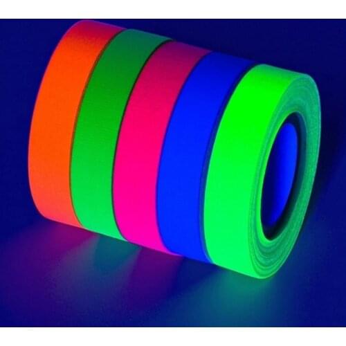 Fluorescent Tape UV Blacklight Reactive Glow In The Dark Tape Neon Gaffer Tape Safety Warning for Home Decor 6pcs/Set