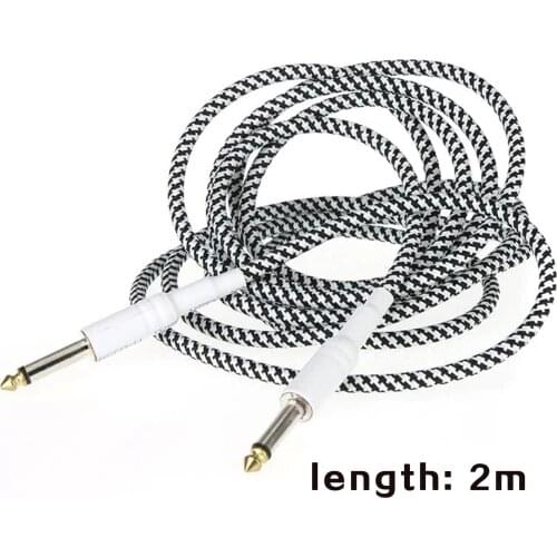 OFC Guitar Cable Wire Cord Instrument 6.6ft / 2m Leads 2m 6.35mm Noise Reduction Bass Mono Male