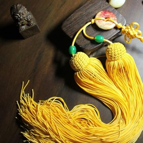Sword Parts High Ice Jade Sword Tassel , Yellow kung fu Sword Tassel,ear handwork martial arts sword tassel