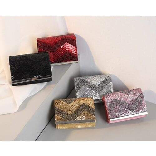 Elegant Plaid Women Crystal Evening bags Handbags and Purses Wedding Clutch purse Ladies Metal Clutches Chain Shoulder Bag gift