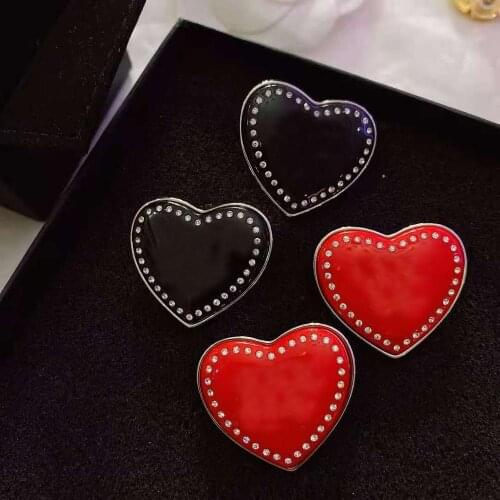 Hot New Big Design Heart Jewelry Big Black And Red Vitage Earrings Design Wedding Party Stud Earrings