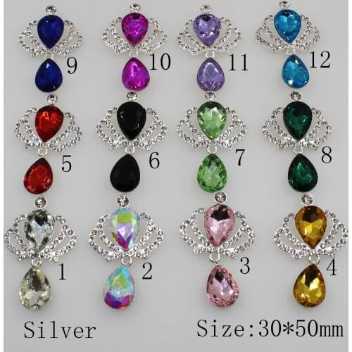 New 10pc silver glass crystal rhinestone crown Wedding Decoraation Flatback clothing metal DIY hair flower center scrapbooking