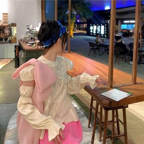Korobov 2021 New O Neck Puff Sleeve Hollow Out Shirts and High Waist A-Line Skirts 2 Pcs Sets Korean Elegant Sweet Female Suits