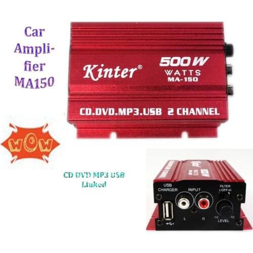 New Mini Car Amplifier 2CH HiFi Stereo MA150 12v 2A 500W CD DVD MP3 USB for Motorcycle &Car
