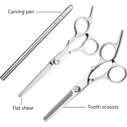 Hair Scissors Cutting&Thinning Salon Hair Care Tool Hairdressing Shear Engraving Razor Stainless Steel Regular Flat Teeth Blades