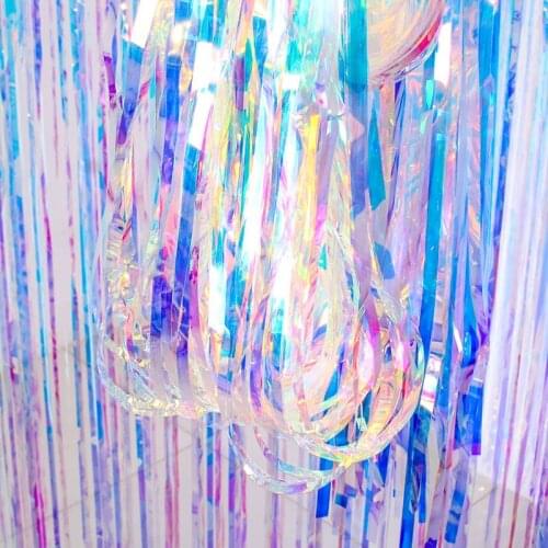 Rain Silk Curtain Birthday Decoration Rainbow Tassel Ribbon Ribbon Laser Graduation Stage Tassel Pull Flower Rain Wedding 2021