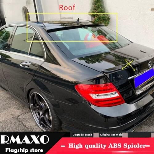 For Benz C-class W204 Roof Spoiler 2008-2014 High Quality ABS Material Car Rear Wing Primer Color Rear Spoiler
