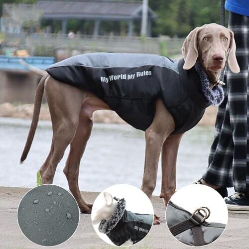 Dog Pet Jacket Harness, REFLECTIVE Winter Waterproof Dog Jacket, Dog Coats Warm Clothes For Large Dog Labrador Golden Retriever