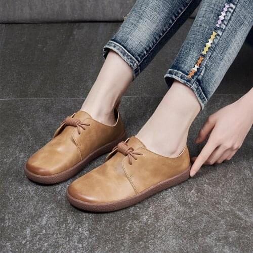 Genuine leather womens leather shoes spring and autumn style comfortable single shoes soft sole pure cowhide casual shoes