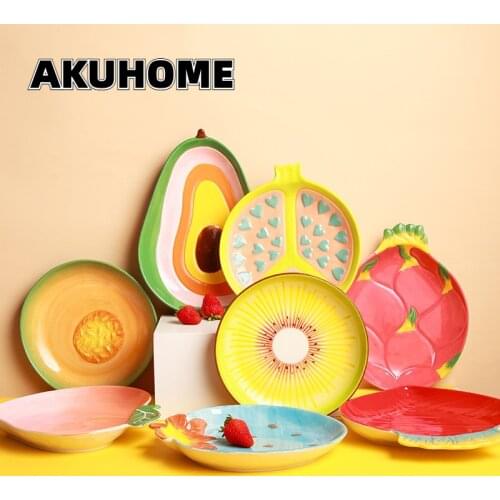 Creative Fruit Plate Ceramic Fruit Salad Plate Creative Cute Household Dish Plate Snack Plate Salad Bowl