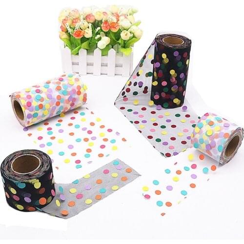 6/13cm 10yards Tulle Confetti Sequin Ribbon Soft Sheer Organza Mesh DIY Girls Hairbow Crafts Sewing Fabric Accessoires Supplies