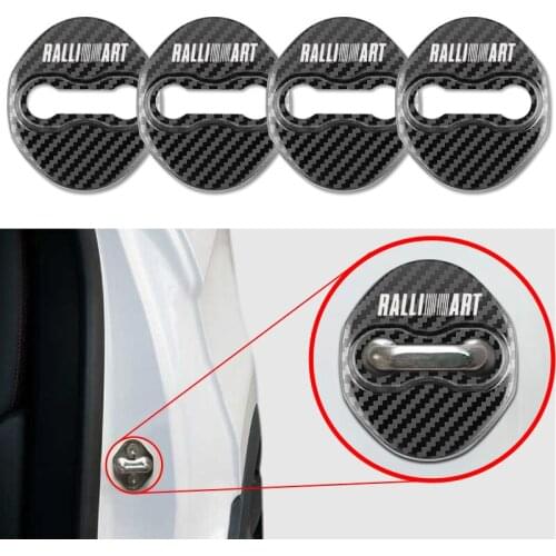 Carbon fiber pattern Car Door Lock Protective Cover Case For Mitsubishi RalliArt Lancer 10 Ralli Art Auto Accessories