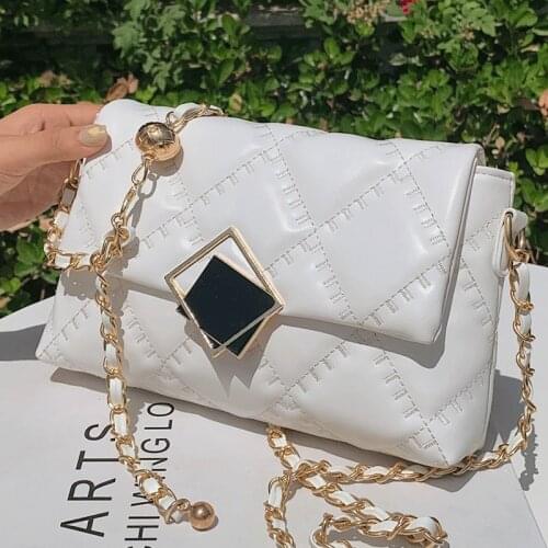 Luxury Handbags Designer Chain White Crossbody Bag for Women Diamond Lattice Leather Shoulder Bag Female Women Flap Bags Sac New