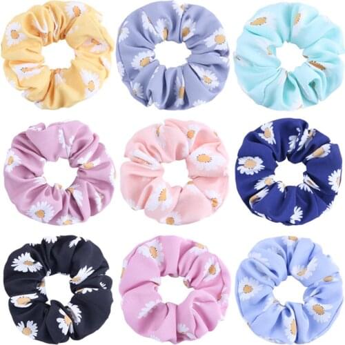Sweet Floral Print Women Hair Scrunchie Girls Hair Ties Scrunchies Elastic Hair Gum Bands Lady Ponytail Holder Rope