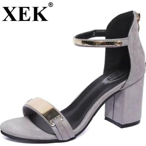 XEK 2018 Summer Fashion Gladiator Sandals Women High Heels Sandals Party Wedding Shoes Glitter Women Sandals WFQ29
