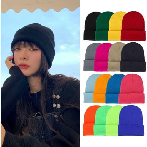 INS Winter Hats for Woman Warmer Beanies Knitted Fluorescent Hat Girls Bonnet Ladies Casual Cap Autumn Female Beanie Casqute