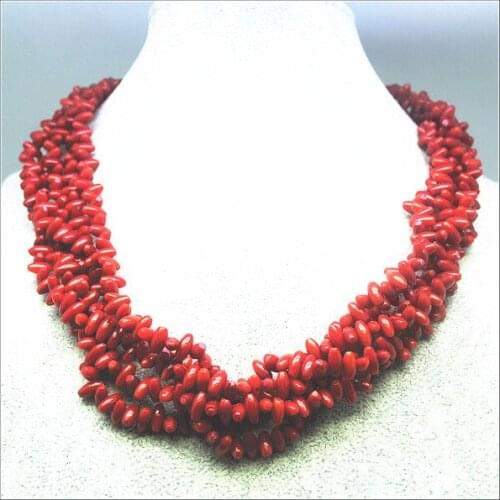 Pink coral multi strings charms women party necklaces coral chips short necklace designs 17.5 inches best choice for your