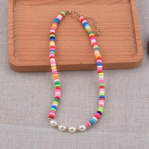 2021 New INS Korean Trendy Colorful Acrylic Beaded Handmade Choker Necklaces for Women Bohemian Jewelry Partyc Accessories