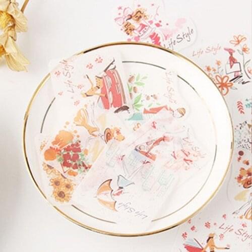 40pcs World Famous Building Retro Girl Plant Flower DIY Diary Handbook Planner Scrapbook Sticker Adhesive Stationery