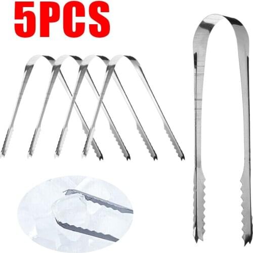 5pcs Stainless Ice Tongs Set New Bar Sweet Candy Portable Scoop Ice Cube Tongs Home Kitchen Tools