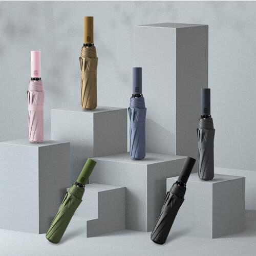 Automatic Business Umbrella Men Three Folding Male Female Parasol Umbrella Rain Women Windproof Umbrella With Colored Handles