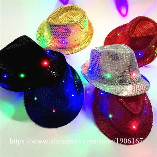 Free Shipping Flashing Light Up Party Hat Led Luminous Stage Dance Wear Colorful Led Christmas Halloween Hat