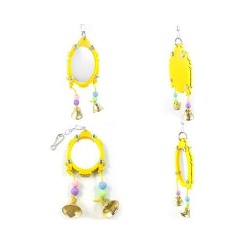 Large Mirror Bird Toy Parrot Bell Toy Bird Mirror Bird Cage Stand Stand Bar Accessories Pet Products Bird Supplies 2pcs/lot