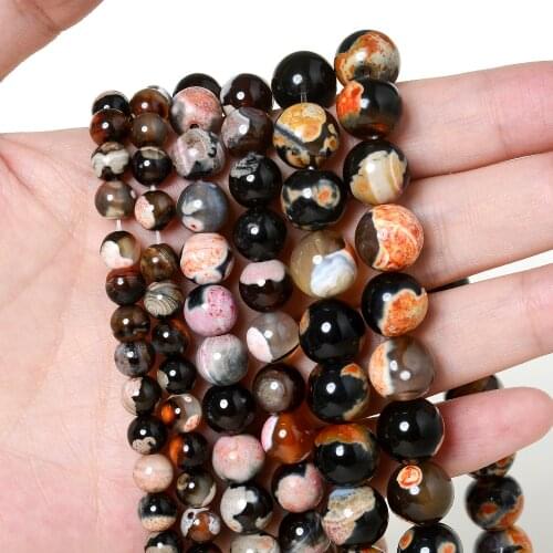 Natural Stone Beads Orange Fire Agates Beads Round Loose Spacer Beads for Jewelry Making DIY Bracelet Accessories 4/6/8/10/12 MM