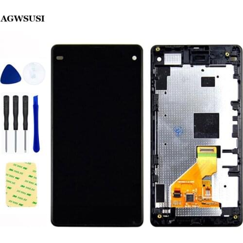 For Sony Xperia Z1 Compact D5503 Z1 mini Touch Screen Digitizer Sensor Glass + LCD Display Monitor Module Panel Assembly + Frame