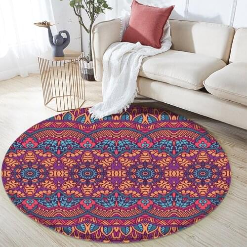 Purple Round Carpet Nordic Mandala Style Gradient Colorful Rug For Living Room Bedroom Rugs Fur Large Size Hanging Basket Mat