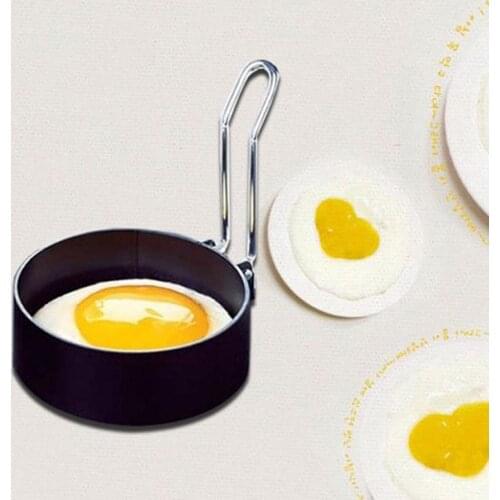 Egg Cooker Cooking Metal Egg Frying Rings Perfect Circle Round Fried/Poach Mould + Handle Non Stick Pancake- Mold Kitchen Tools