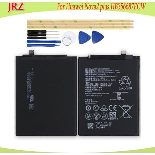 JRZ 3340mAh battery For Huawei Nova 2 plus HB356687ECWphone Replacement Batteries Bateria+tools
